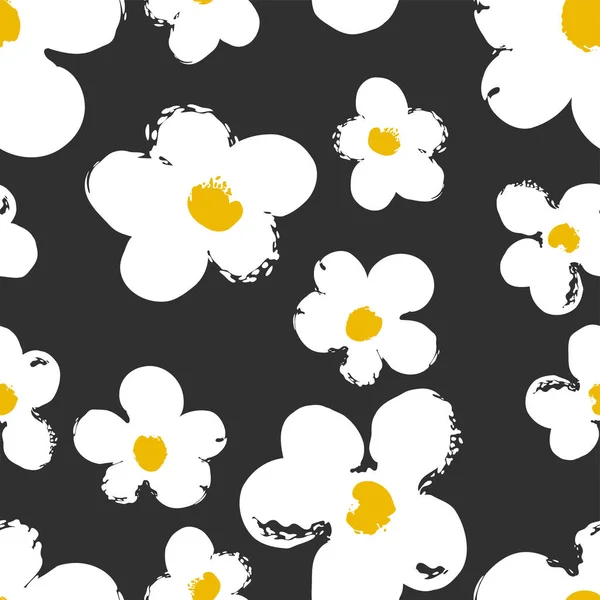 Flores Manzanilla Dibujo Minimalista Margaritas Silueta Hecha Por Pincelada Con — Vector de stock