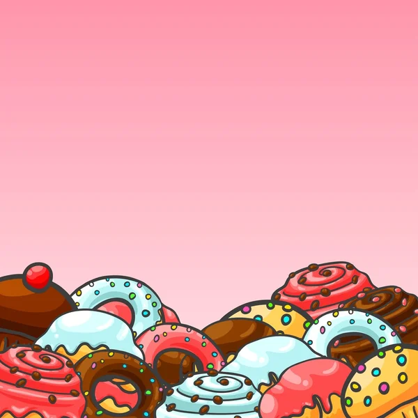 Cupcake, donut, croissant en muffin — Stockvector