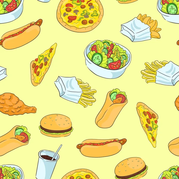 Pattern with fast food — Stock Vector