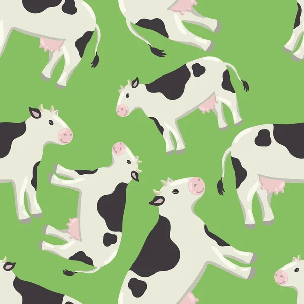 Witte getekende cartoon vrolijke gelukkig koe — Stockvector