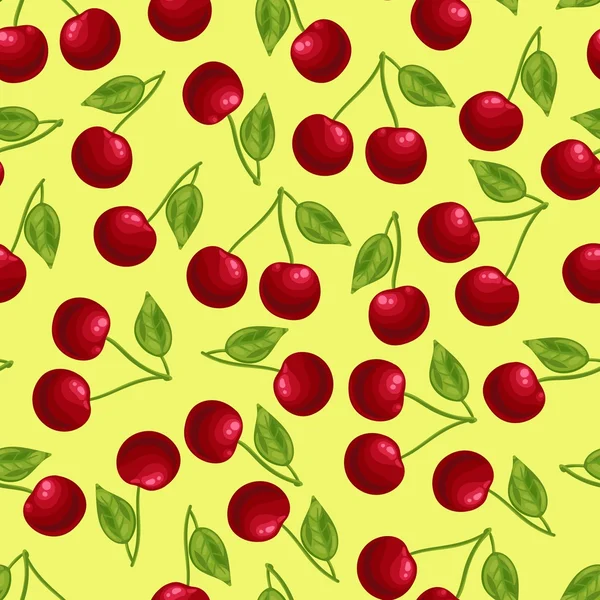 ジューシーな赤いサクランボのパターン — ストックベクタ