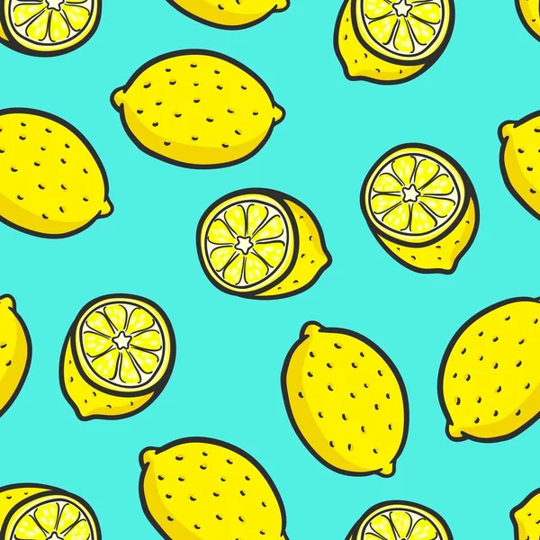 Gelbe Zitrone und Zitronenscheiben — Stockvektor