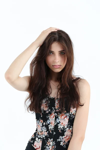 Portrait of young woman in corset — Stock Photo, Image