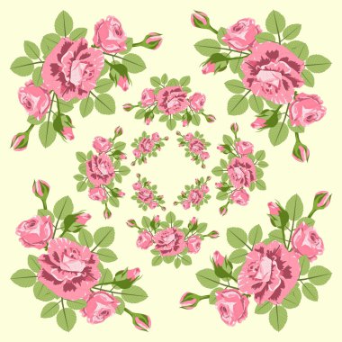 Arka plan deseni gül desenli.