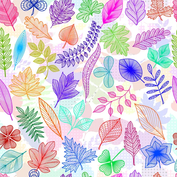 Pattern with colored leaves. — Stock Vector