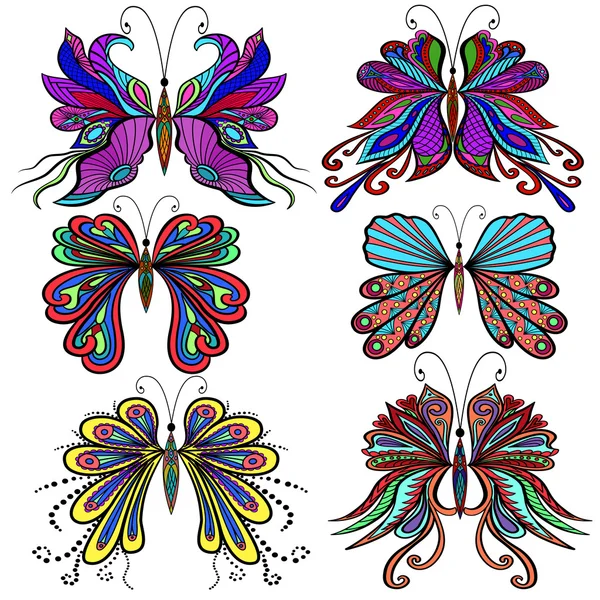 Όμορφες πολύχρωμες πεταλούδες. — Διανυσματικό Αρχείο