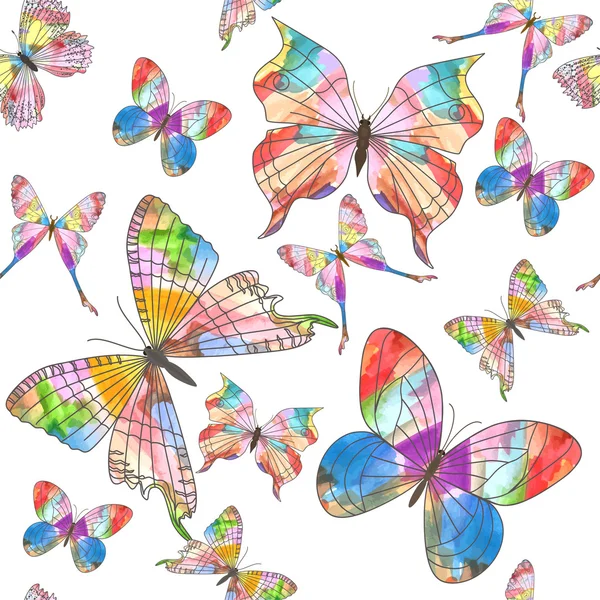 Schöne bunte Schmetterlinge. — Stockvektor