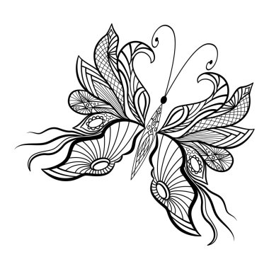 Kelebek siyah üzerine beyaz