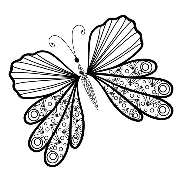 Butterfly black on white — Stock Vector