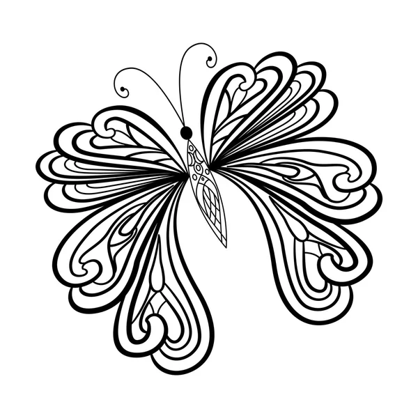 Papillon noir sur blanc — Image vectorielle