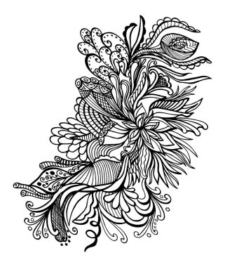Boyama kitabı için güzel bir çiçek elementinin vektör çizimi