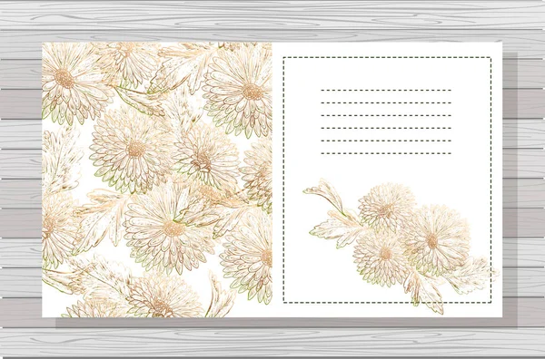 Vector Illustration Wedding Invitation Card Hand Drawn Flowers — Archivo Imágenes Vectoriales