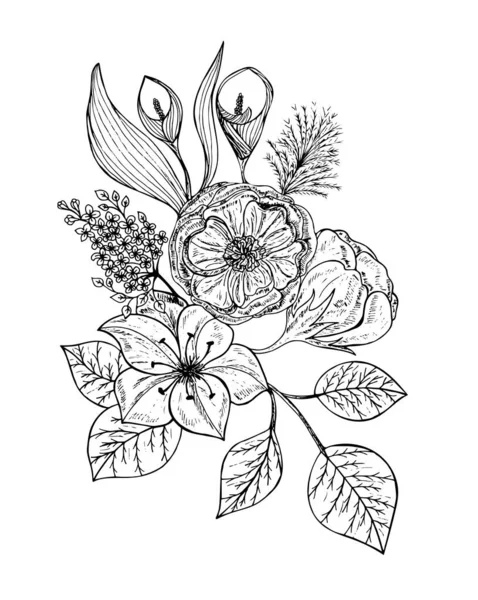 Vektorová Ilustrace Krásného Květinového Vzoru Květinami — Stockový vektor
