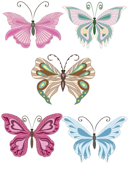 Conjunto de mariposas . — Archivo Imágenes Vectoriales