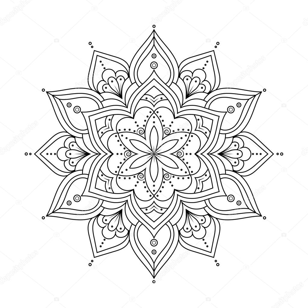 Outline Mandala for coloring book, anti stress therapy pattern. Ethnic