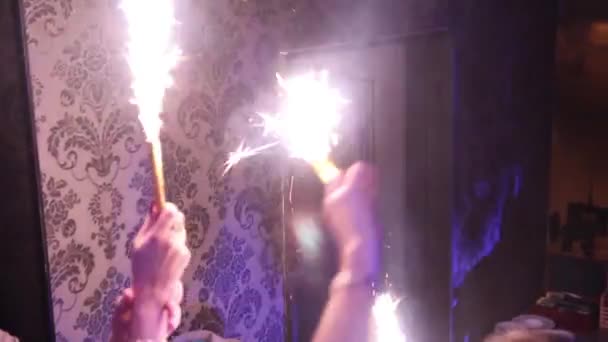 Les gens se tiennent la main feux d'artifice vacances . — Video