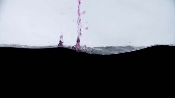Water geverfd inkt in de glazen transparant containers. — Stockvideo