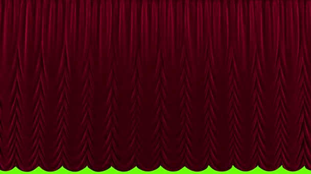 Красный театр занавес в театре на зеленом фоне — стоковое видео