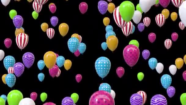 Boucle Flying ballons multicolores avec canal alpha — Video