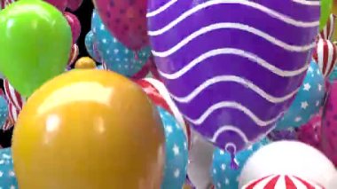 Alfa kanalı ile uçan çok renkli balonlar geçiş