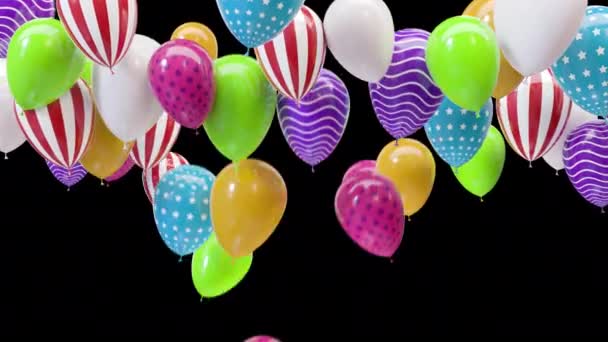 Bunte Luftballons an der Decke mit Alphakanal — Stockvideo