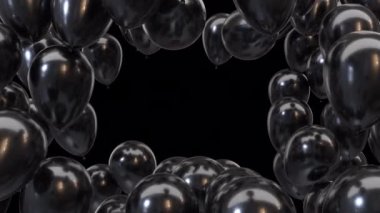Alfa kanallı siyah balonların 3D görüntüsü