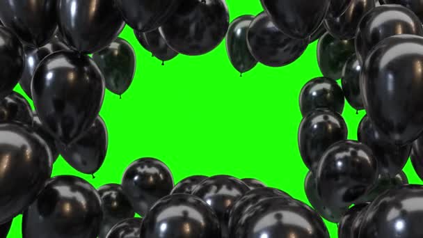 3d marco de renderizado de globos negros sobre un fondo verde — Vídeo de stock