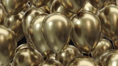 Siyah arkaplanda 3D altın balon çerçevesi