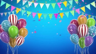 Şeker ve bayraklı iki doğum günü balonu