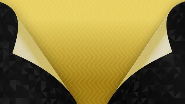 3d render två svarta sidor vände ut och in på en gul bakgrund — Stockfoto