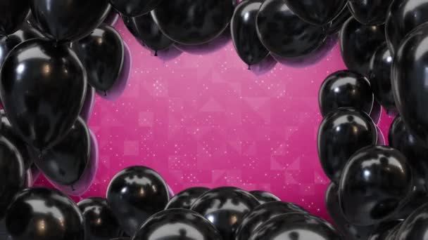 Cadre de rendu 3d de ballons noirs sur fond rose — Video