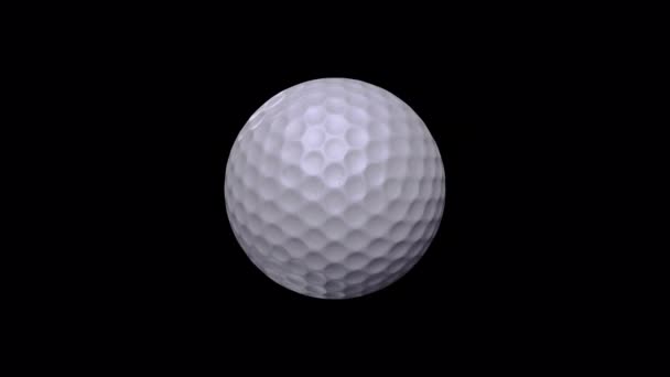Гольф м'яч обертається в циклі анімації з альфа-каналом — стокове відео
