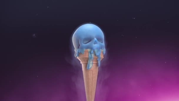 以骷髅形式融化的冰淇淋 — 图库视频影像