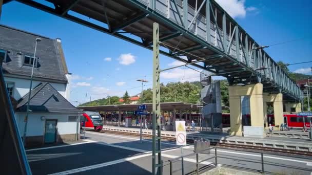 Upływ Czasu Głównego Dworca Kolejowego Marburgu Niemcy — Wideo stockowe