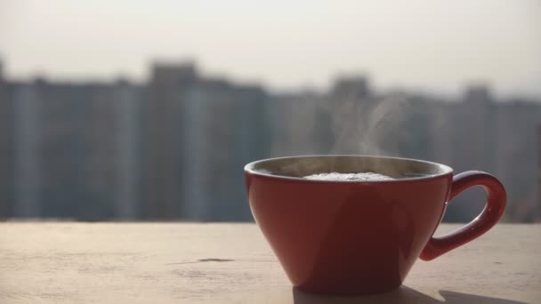 Cup Of Coffee On The Window Sill In The Morning