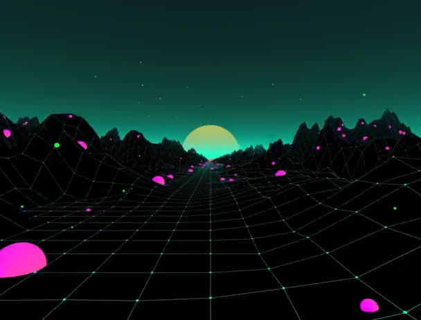 Neon cyberspace elemento gráfico 3d — Vídeo de Stock