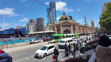 Melbourne şehir merkezinde sokak sahnesi, Avustralya
