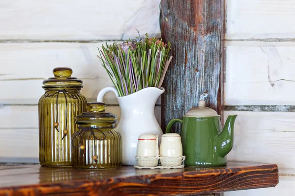 Designer bouquet of herbs in the white jug. Royalty Free Stock Images