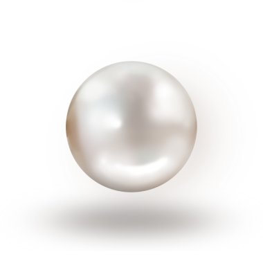 White pearl isolated on white background with drop shadow clipart