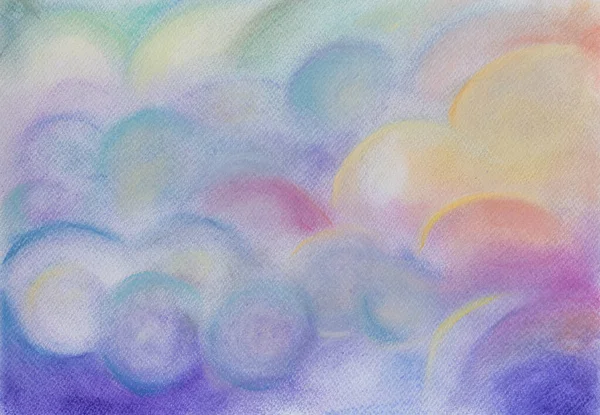 sky and soft rolling cloud with pastel rainbow colors and grunge texture from drawing paper, nature abstract background