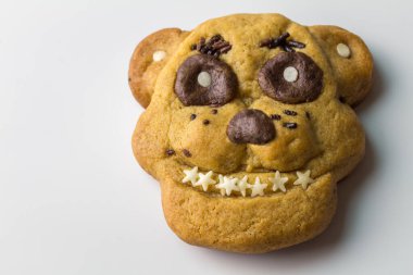 Freddy Fazbear hayranı için kurabiye - Freddy Animatronic Game 'de beş gece - Beyaz üzerine zencefilli kurabiye