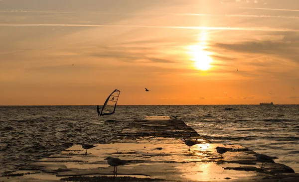 Windsurfer en el amanecer —  Fotos de Stock