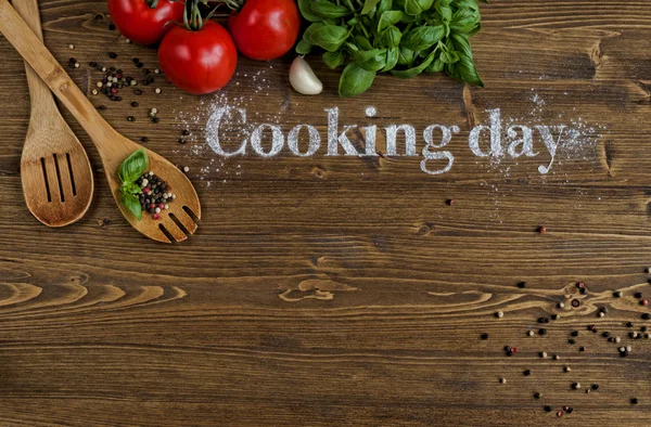 cooking concept with  ingredients on a wooden background. Vegetarian food, health or cooking concept. Cooking day.