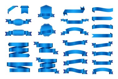 Mavi Kurdele, Sancaklar, Rozetler, Etiketler - Beyaz arkaplanda Tasarım Elementleri