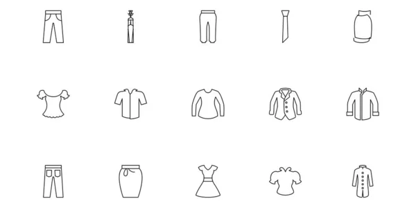 Conjunto Iconos Línea Moda Simple Línea Ropa Icono Conjunto — Archivo Imágenes Vectoriales