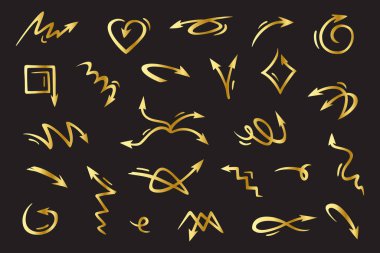 El çizilmiş vektör eğimli oklar kümesi. Ok Koleksiyonu