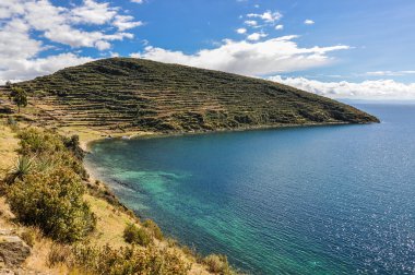 Bolivya sol Lak üzerinde Titikaka Gölü üzerinde Isla del Sol sahilde