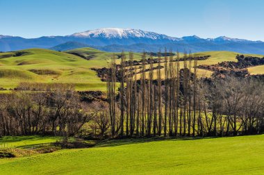 Yeşil alanlar ve dağlar South Island, Yeni Zelanda