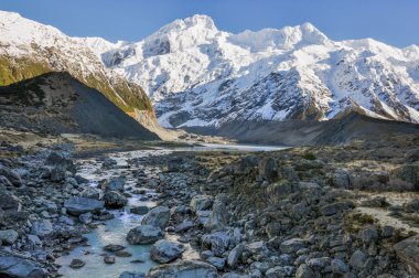 Fahişe nehirde Aoraki/Mount Cook Milli Parkı, Yeni Zelanda