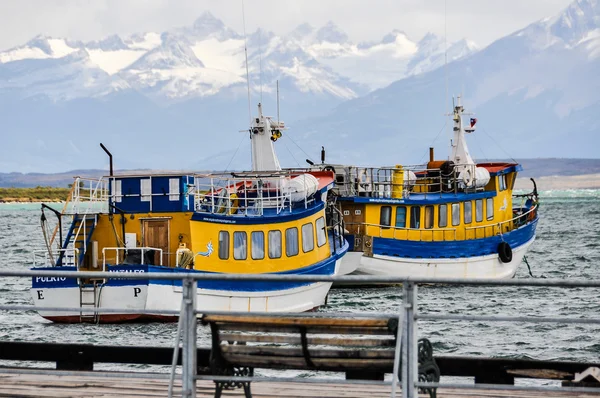 Renkli tekneler, Puerto Natales, Patagonia, Şili